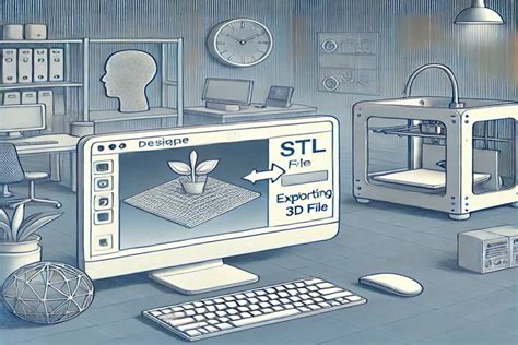 Esquema que muestra la conversión de un diseño geométrico 3D en un archivo STL listo para ser impreso