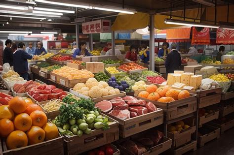 Interior del Mercado Centenario de Iquique con puestos de productos frescos.