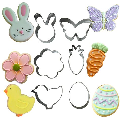 Variedad de cortadores de galletas con formas de animales de Pascua