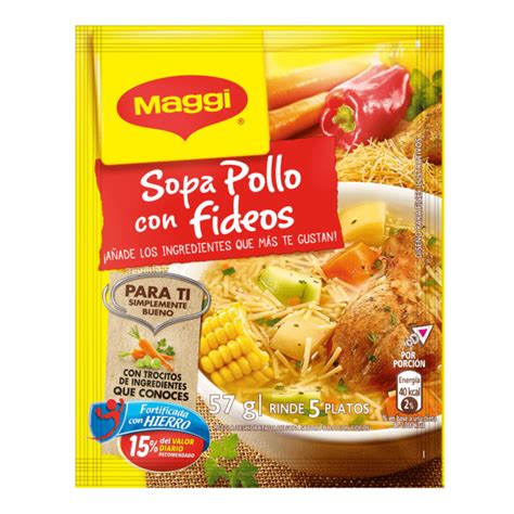 Sopa MAGGI de pollo con fideos, verduras y huevo cocido