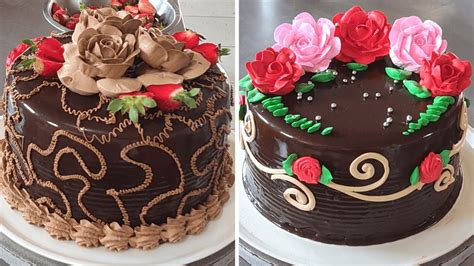 Pastel de chocolate decorado con flores de buttercream en tonos pastel
