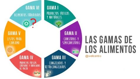 Infografía detallada explicando las cinco gamas de productos alimenticios