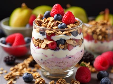 Foto: Parfait de yogur, granola y frutas frescas en capas