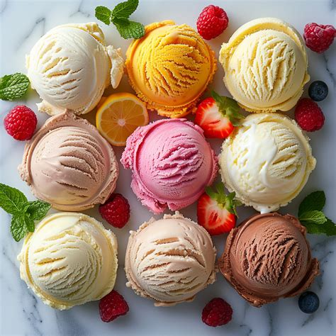 Galería de fotos con diferentes tipos de helados, gelatos y sorbetes caseros