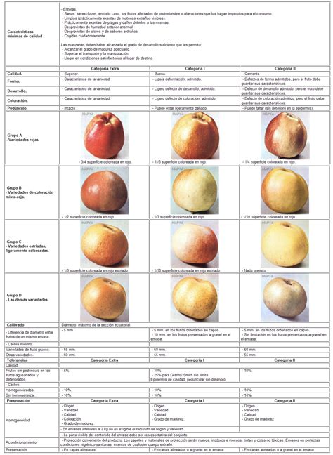 Gráfico de escala de almidón en manzanas