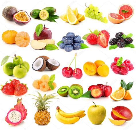 Collage de diferentes frutas coloridas.