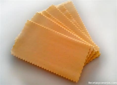 Láminas de lasaña cocidas y escurridas