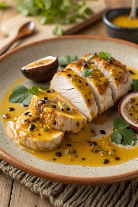 platos salados (pollo, pescado) con salsa de maracuyá