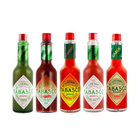 Botellas de salsa Tabasco en diferentes variedades y tamaños