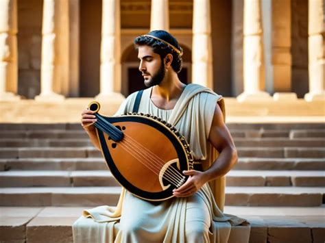 Representación de un aeda griego recitando una oda con lira
