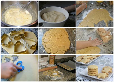 Proceso de corte de galletas de mantequilla con un cortapastas.