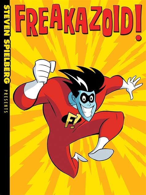 Diseño de personaje de Fenomenoide (Freakazoid) mostrando sus rasgos distintivos y colores icónicos.