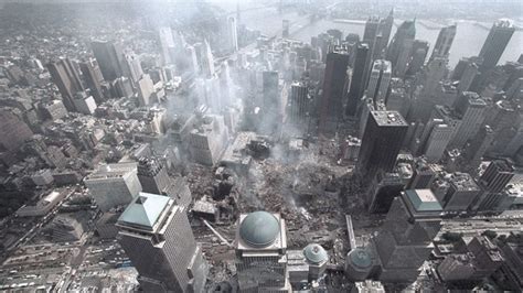 Vista aérea de la Zona Cero tras los atentados del 11 de septiembre de 2001