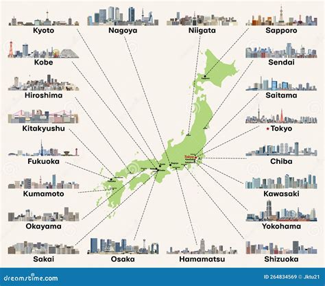 Mapa de Japón destacando las principales ciudades con alta concentración de restaurantes.