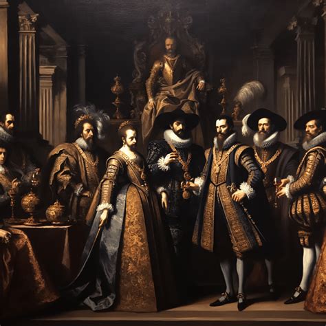 Ilustración de la corte española disfrutando de chocolate caliente