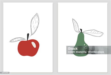Ilustración de una manzana y una pera con un signo de comparación para indicar que son diferentes