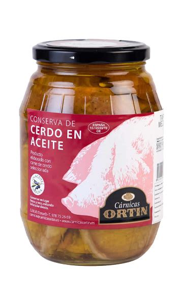 Foto de lomo de cerdo en aceite en tarro de cristal