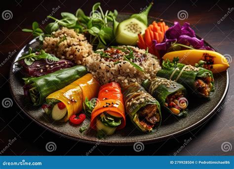 Fotografía de un plato vegetariano variado y colorido
