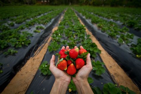 Campo de frutillas en plena cosecha