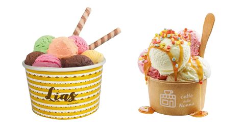 Ilustración vibrante de varios conos y tarrinas de helado con sabores exóticos y colores llamativos.