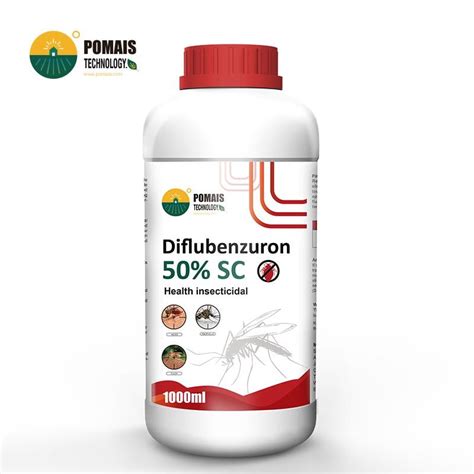 Gráfico comparativo de dosis de diflubenzuron para diferentes tipos de plagas y cultivos