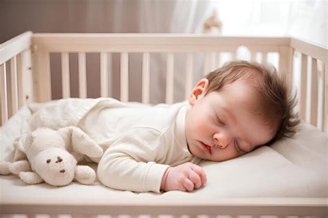 Bebé durmiendo plácidamente con los brazos extendidos hacia arriba en su cuna