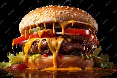 Una hamburguesa jugosa cocinándose en una sartén con queso derritiéndose