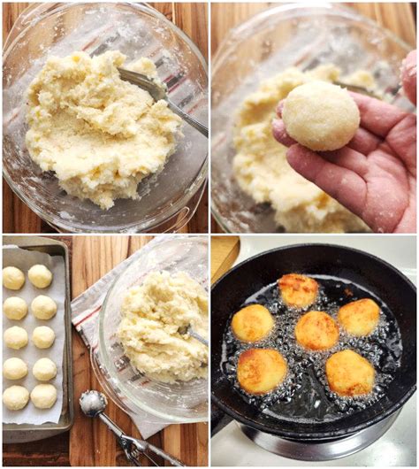 Manos formando bolitas de masa de buñuelos