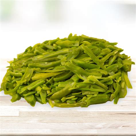 Foto de porotos verdes congelados en un empaque