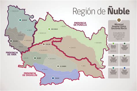 Mapa de la Región de Ñuble con sus límites geográficos