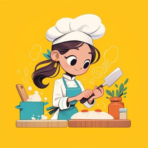 Diseño de fondo de pantalla de mujer cocinera en estilo de ilustración