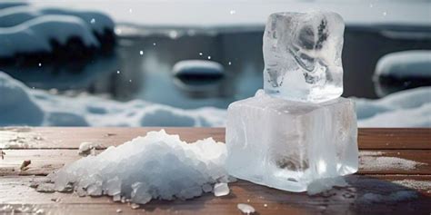 Experimento de hielo y sal en un recipiente mostrando un termómetro