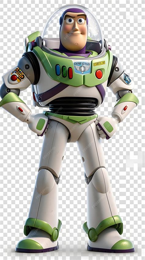 Foto de Buzz Lightyear con su traje espacial verde y blanco, casco y alas desplegadas