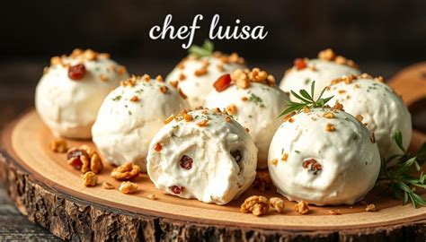 Bandeja de bolitas de queso crema con tocino y frutos secos