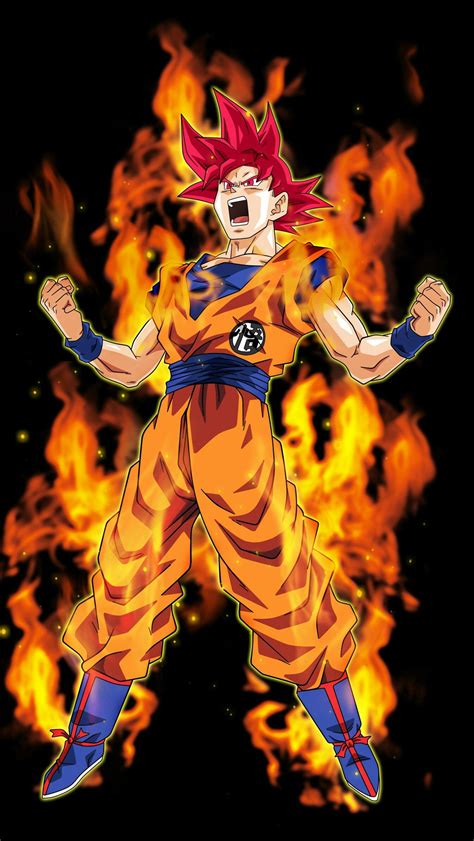 Ilustración de Goku en Super Saiyajin Dios enfrentándose a Kale y Caulifla