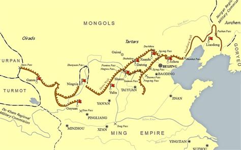 Mapa o ilustración de la Gran Muralla China, mostrando su extensión
