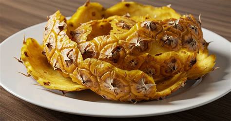 Composición gráfica que muestra la piña, su cáscara, y los ingredientes adicionales como canela, jengibre y limón.