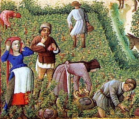 Representación de la vida cotidiana de campesinos medievales en Vizcaya, con chozas y ganado