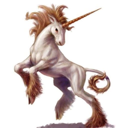 Ilustración histórica de un unicornio clásico con cuerpo de caballo, barba de chivo y cuerno en espiral