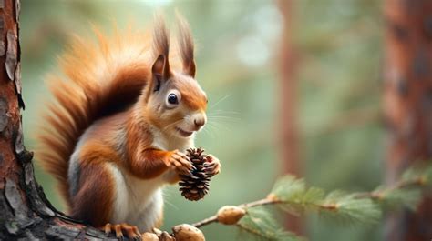 Ilustración de una ardilla comiendo una piña, mostrando cómo la manipula y los restos que deja.
