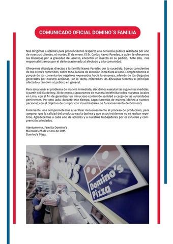 Comunicado oficial de Domino's Pizza anunciando recompensa