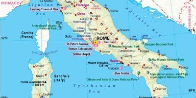 Mapa de Italia destacando Nápoles y Roma