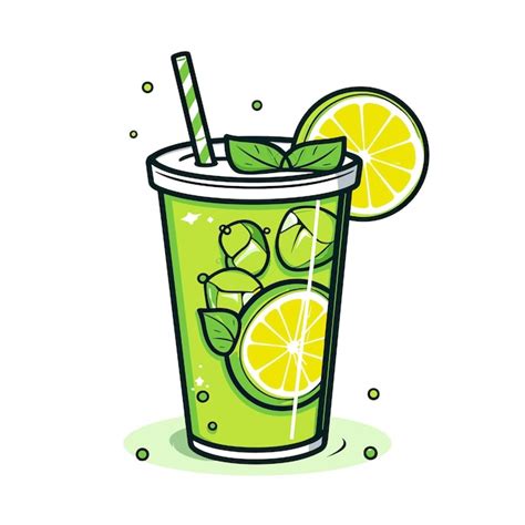Vaso de limonada de manzana verde con rodajas de manzana y limón sobre una mesa