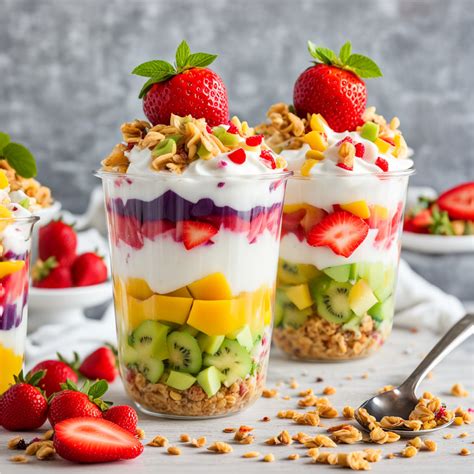 Variedad de postres en vaso con capas coloridas