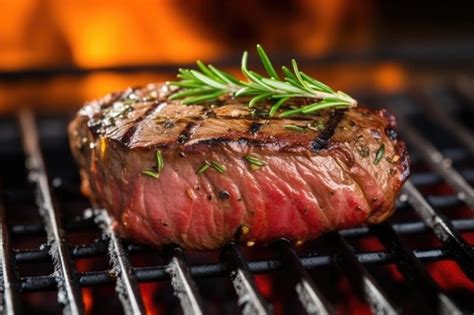 Primer plano de un filete jugoso con marcas de parrilla, cocinado en una parrilla eléctrica.