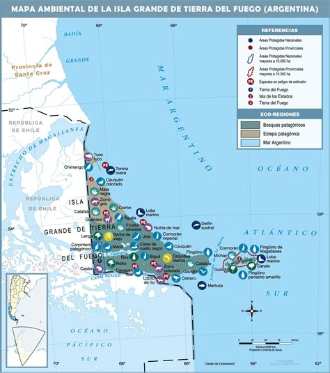Mapa de Tierra del Fuego mostrando zonas de prohibición de salmonicultura