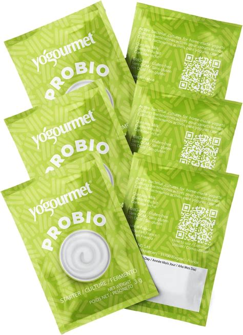 Paquete de sachets de fermento probiótico para yogur