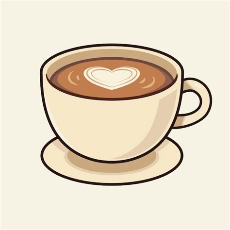 Ilustración de una taza de café de la que emanan corazones o con una silueta de corazón en la espuma