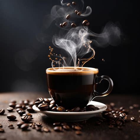 Café recién preparado con una taza humeante