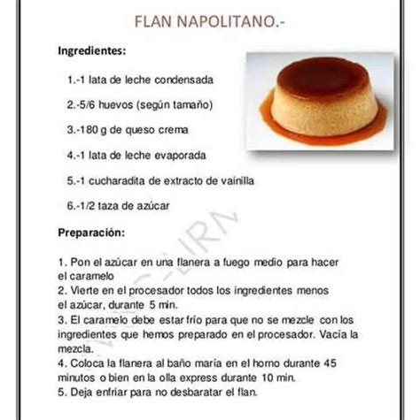 Esquema de los ingredientes básicos para un flan